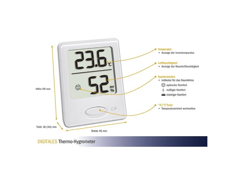 TFA Dostmann Thermo-/Hygrometer Digital Weiss Digitales Thermo-Hygrometer