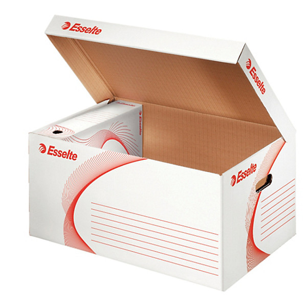 Esselte Boîte archives Boxy en carton ondulé - Taille L - Dos de 8 cm - Blanc ( lot de 10 )