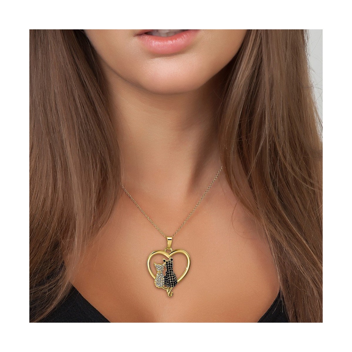 Collier chats SC Bohème orné de cristaux scintillants