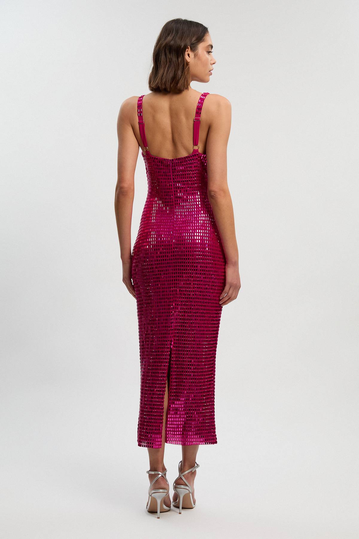 KarenMillen Robe Mi-Longue en Jersey Ornée de Cristaux Premium