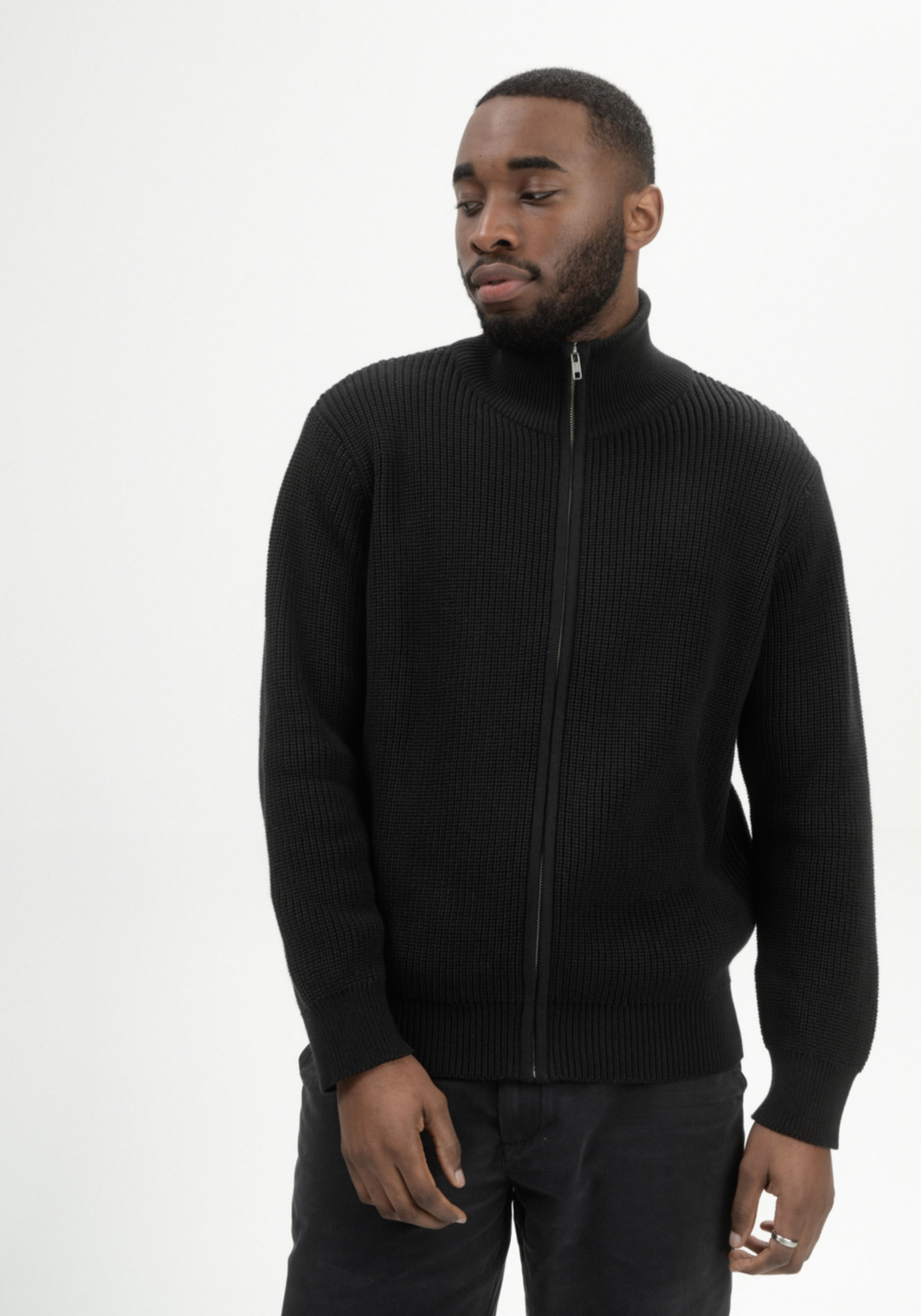 Mela Strickjacke Rib Knit Taksh Schwarz