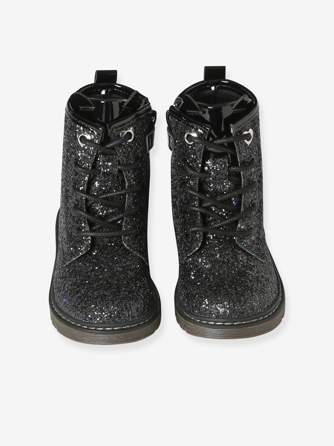 Botas com cadarço e zíper para meninas