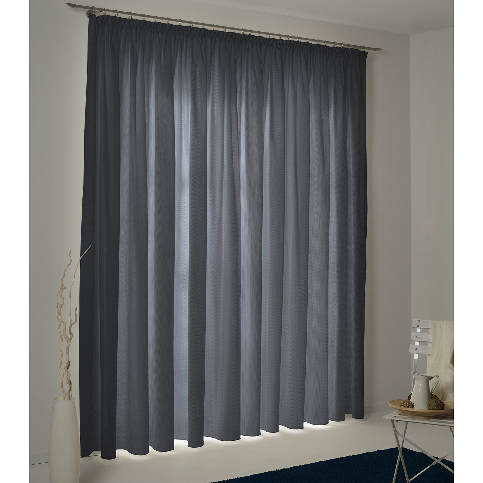 Einzelschal mit Kräuselband UNI COLLECTION LIGHT - dunkelblau - 145x145 cm