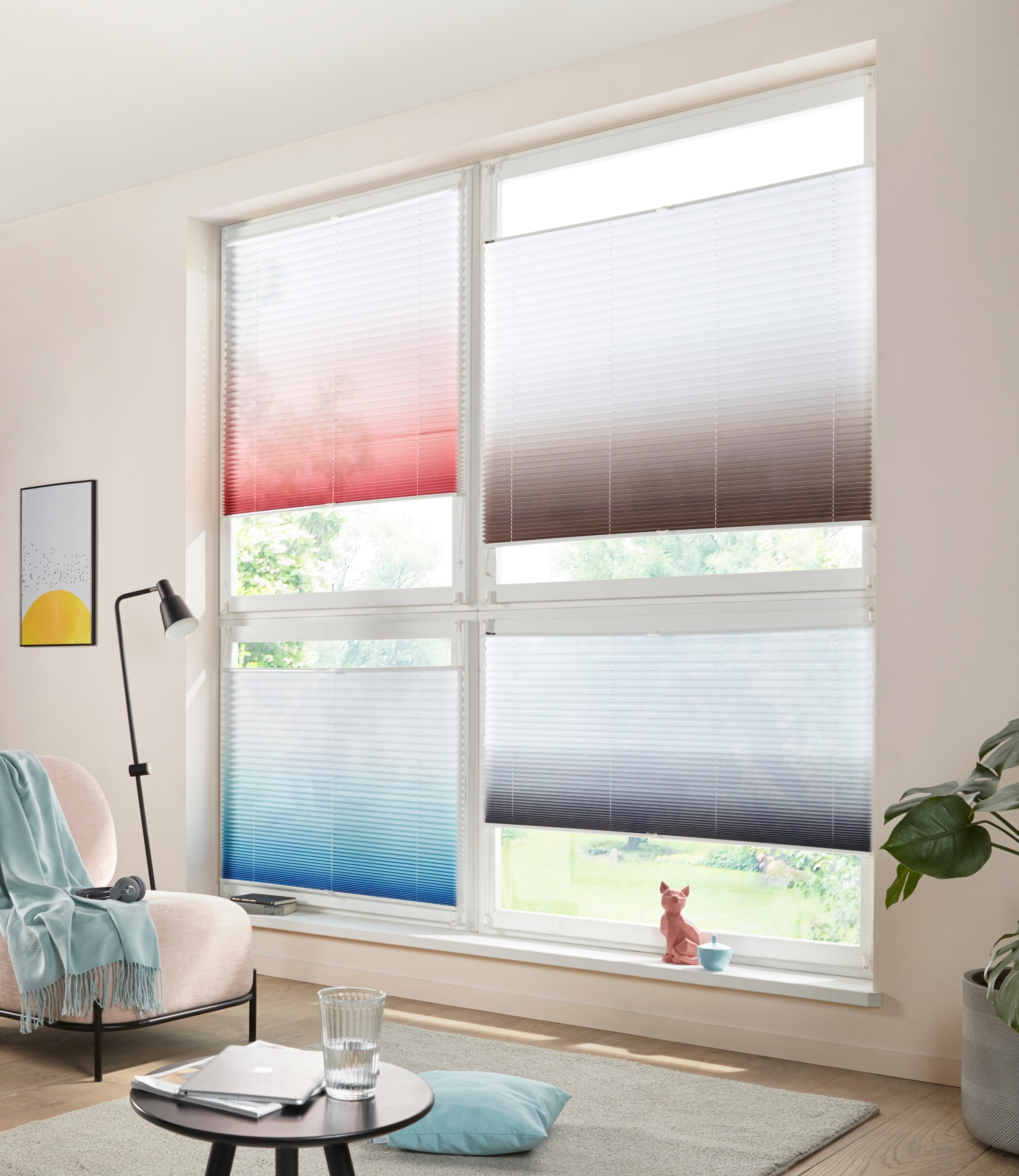my home Plissee »Ombré« Lichtschutz ohne Bohren verspannt Fixmass, Farbverlauf, Klemmträger