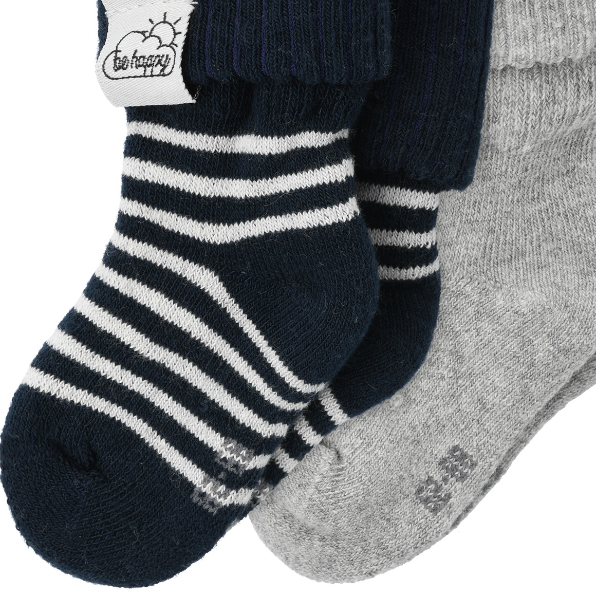 Topomini Pure Collection 2 Paar Newborn Socken im Doppelpack grau / dunkelblau