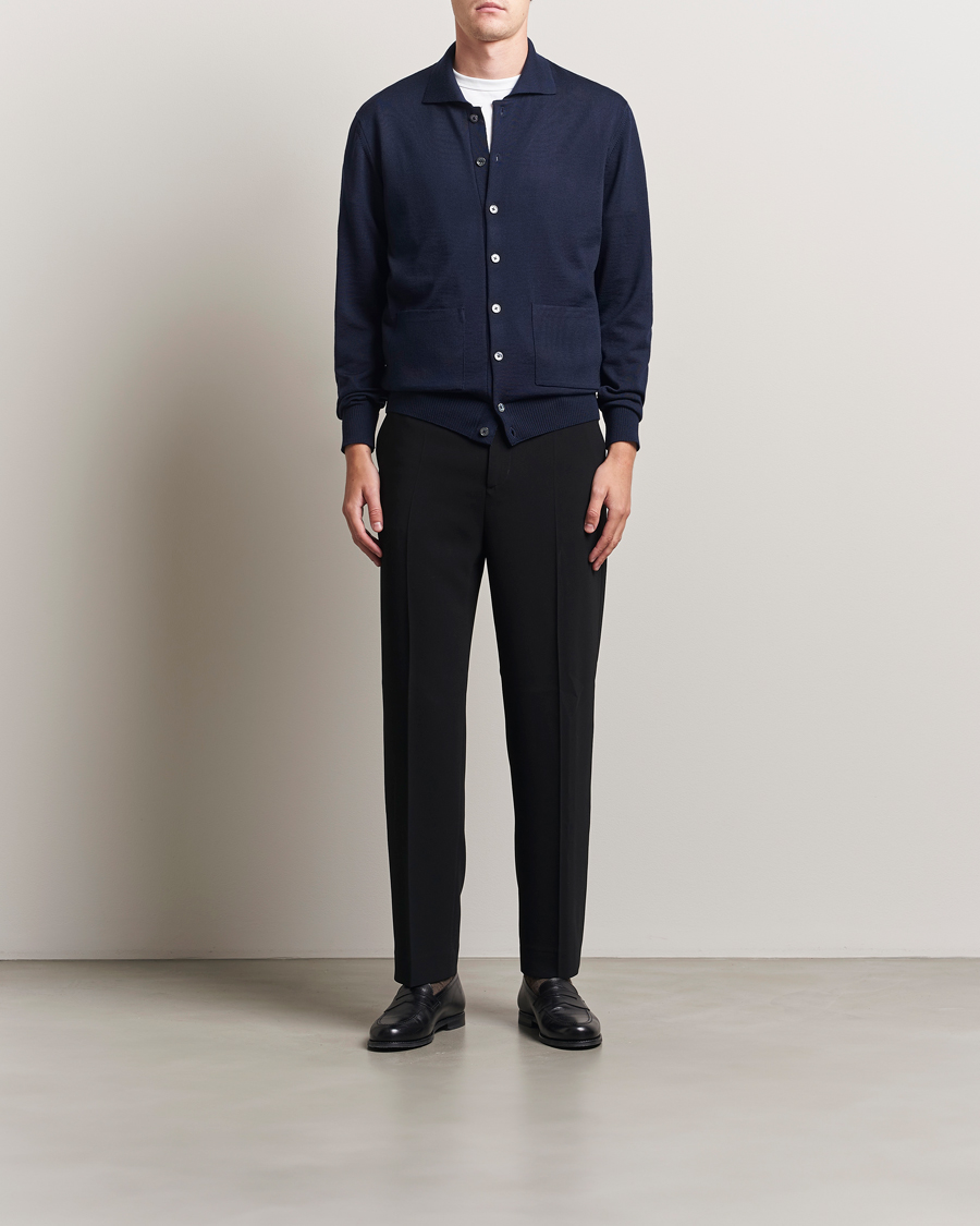 Stenströms Merino Pocket Cardigan Navy