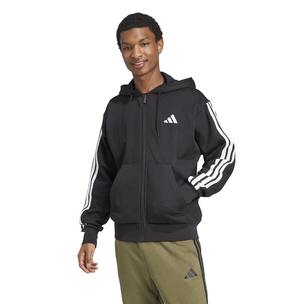 ADIDAS ROUPAS ESPORTIVAS<br>Moletom com capuz e 3 listras Essencial
