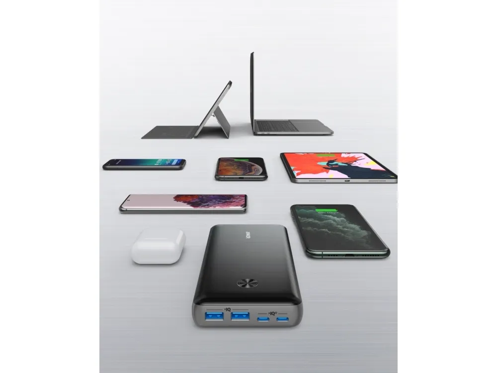 Anker PowerCore III Elite 25600 - Powerbank - 25600 mAh - 87 Watt - IQ 3.0 (2 x USB, 2 x USB-C) - sort