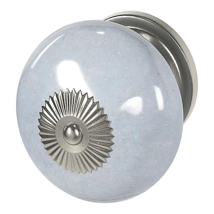 Lot 4 boutons de meuble arrondi Porcelaine Vras GoodHome gris clair Ø4 cm