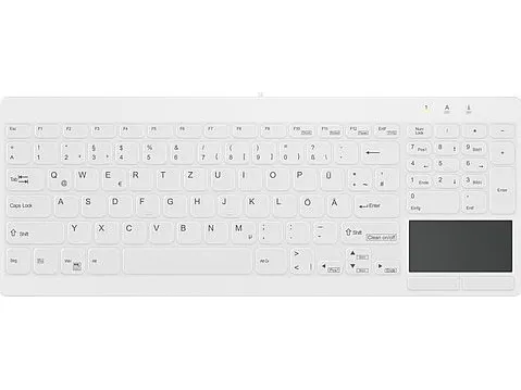 Active Key MedicalKey AK-C7412F - Tastatur - compact - med touchpad - USB - QWERTY - Pan Nordic - hvid