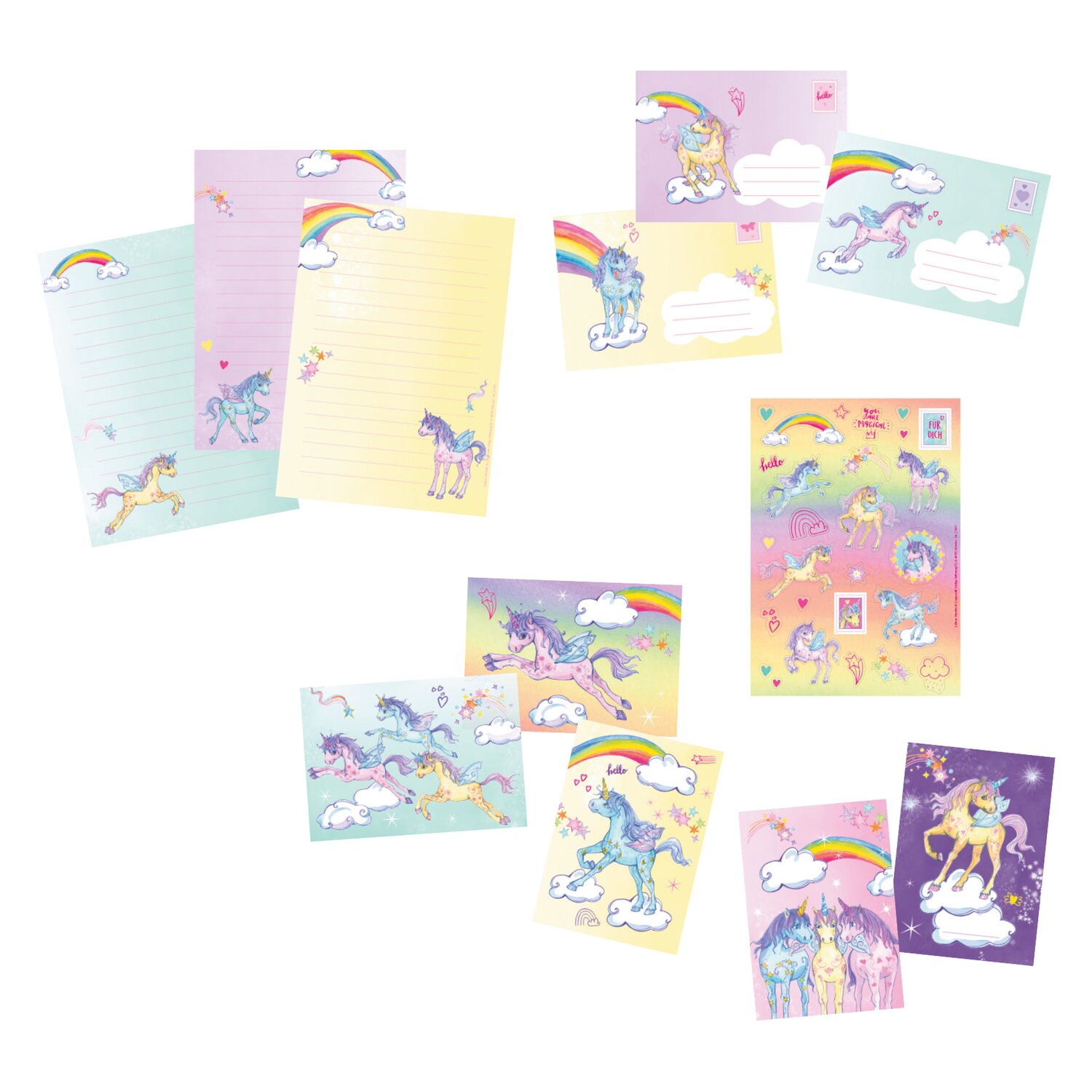 DIE SPIEGELBURG Briefpapier-Set Einhorn-Paradies