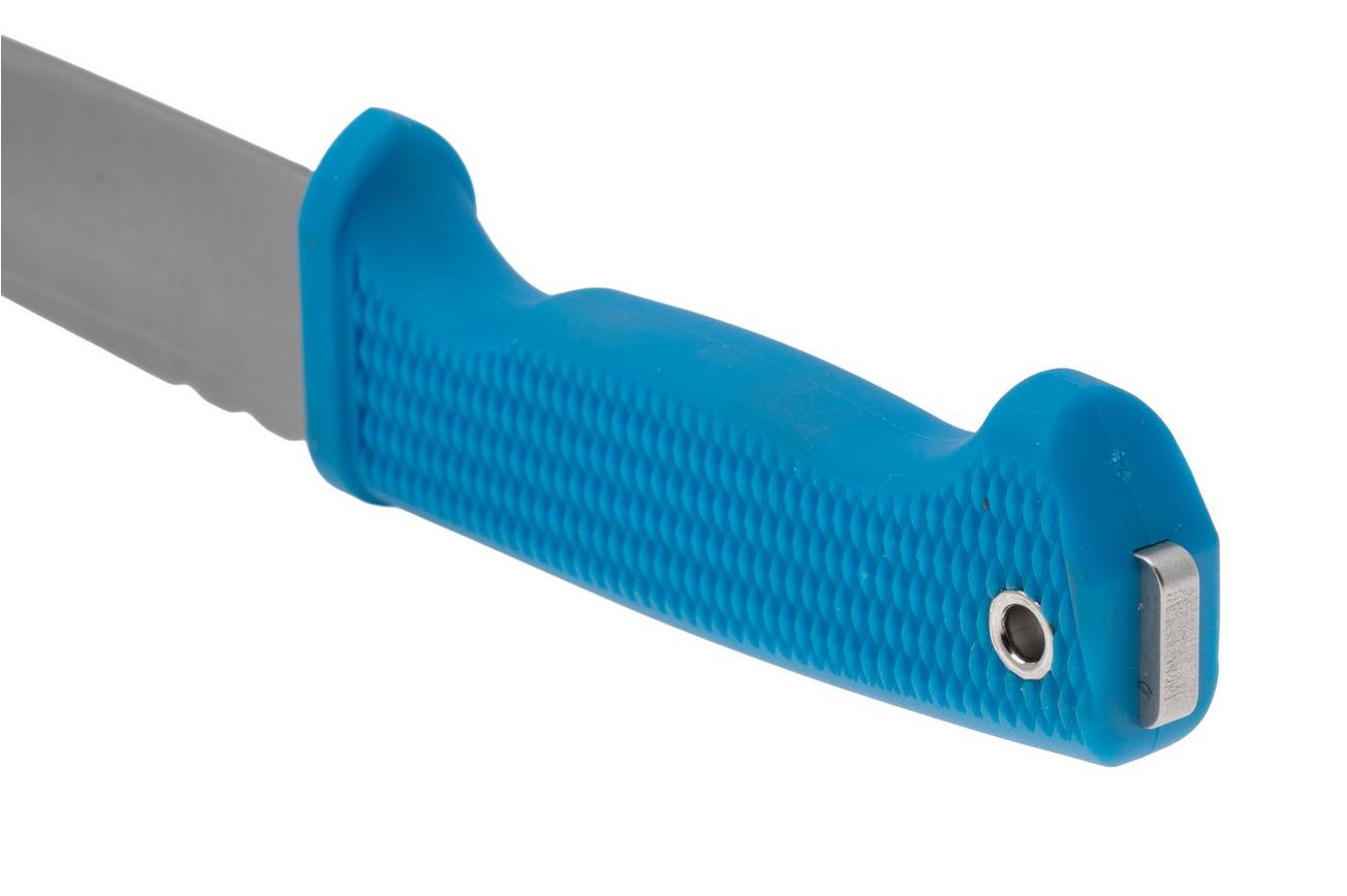 Demko Knives American Made FreeReign, Stonewashed CPM 3V Clip Point, USA-FR-3V-BLU-CLP, Blue Rubber outdoormes