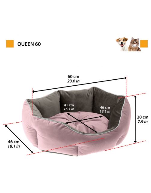 Ferplast Queen 50 Bedding Roze&Grijs - Kattenmand