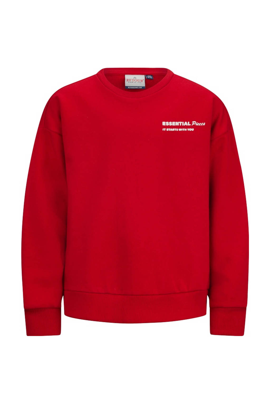 Retour Jeans sweater Easton met backprint felrood
