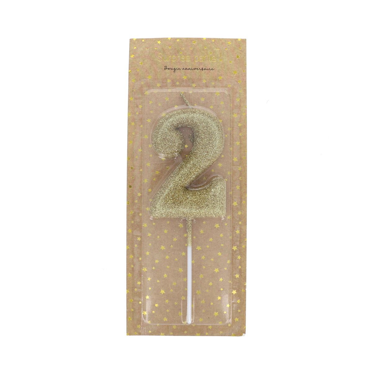 Bougie anniversaire paillettes chiffre 2 Surprise Partie !