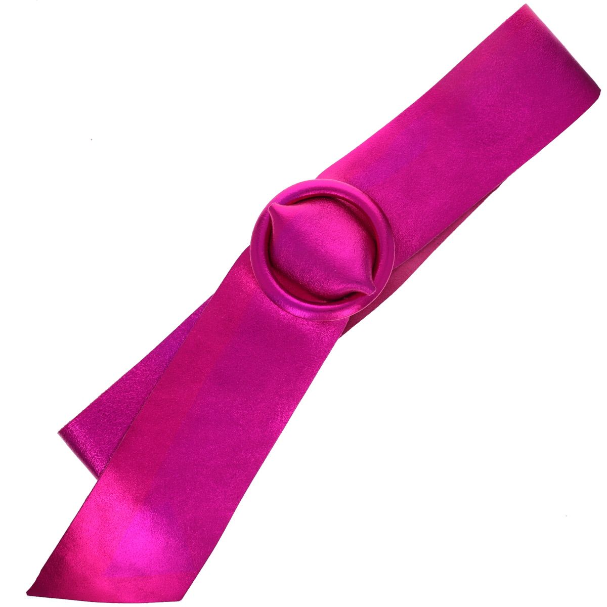 Ceinture plate large cuir irisé rose fuchsia Maison Suzanne