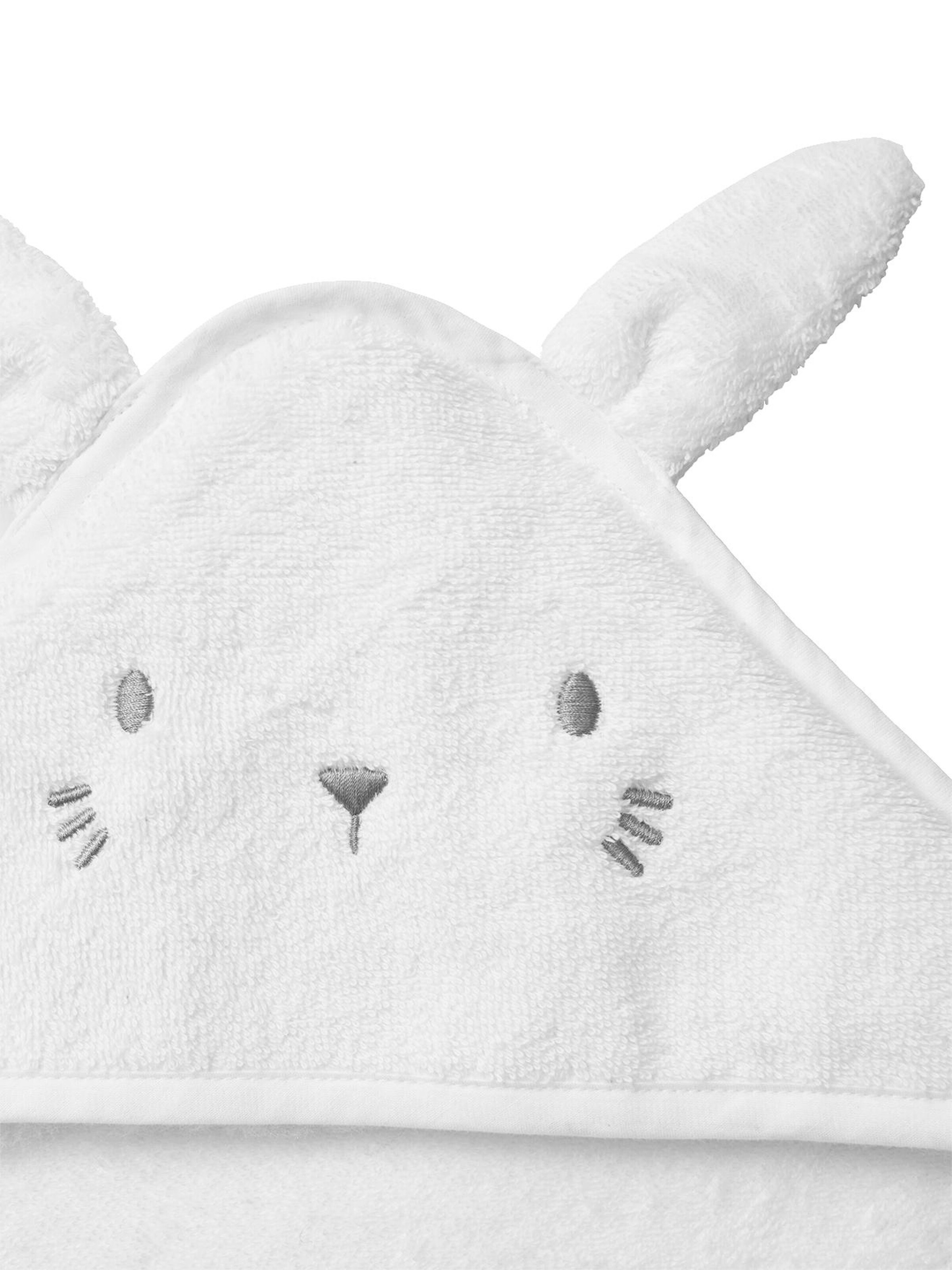 Vertbaudet Bio-Kollektion: Baby-Set aus Badetuch und Waschhandschuh weiß/hase