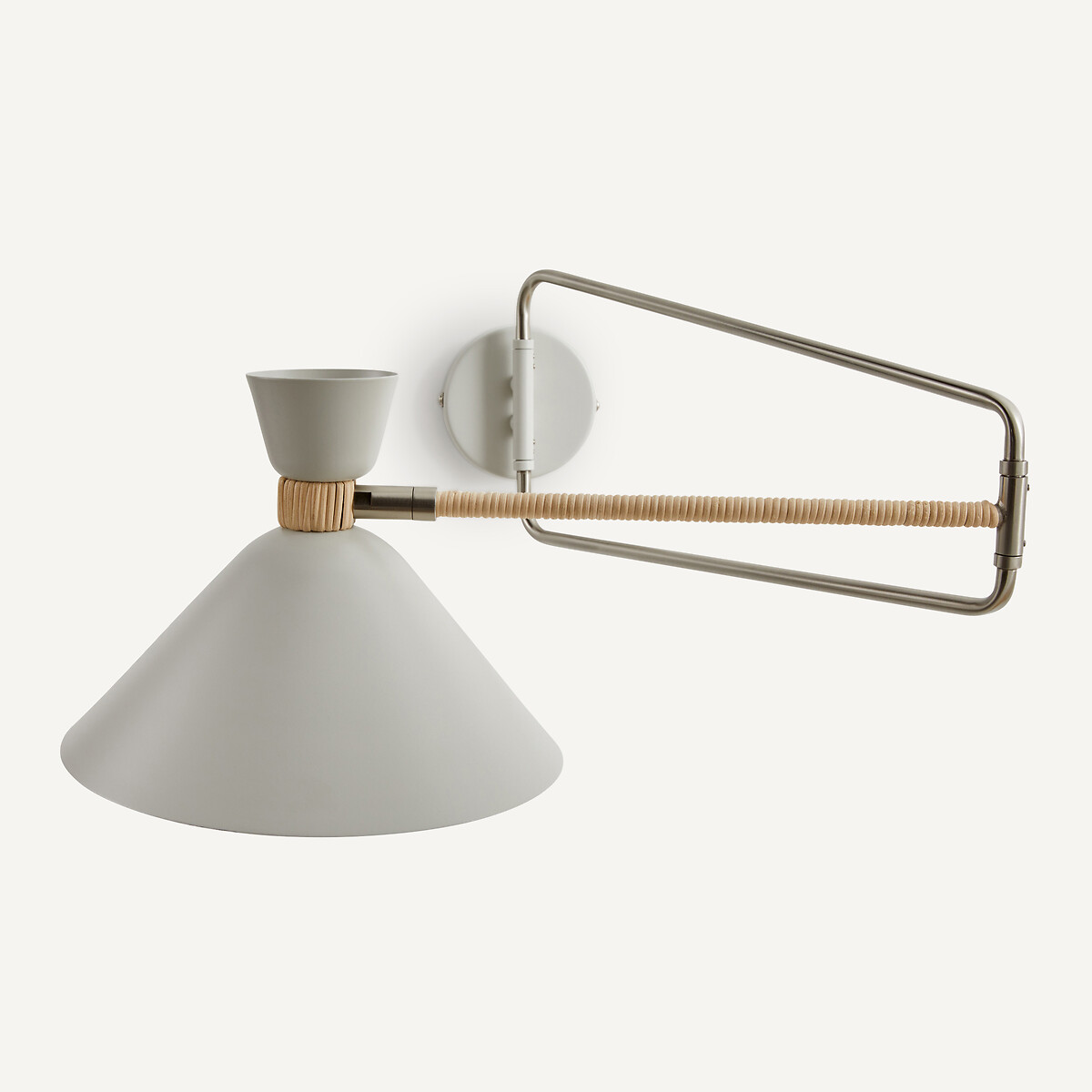 AM.PM<br>Luminária de parede articulada em metal e rattan, Zoticus Ratan