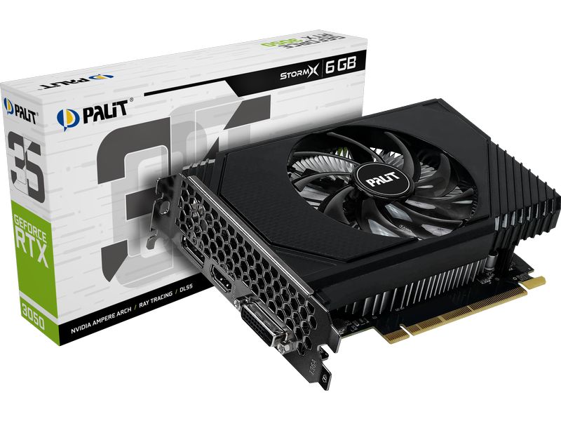 Palit Grafikkarte GeForce RTX 3050 StormX 6 GB Gamer-Grafikkarte mit 6 GB GDDR6-Speicher, ermöglicht Auflösungen bis zu 8k
