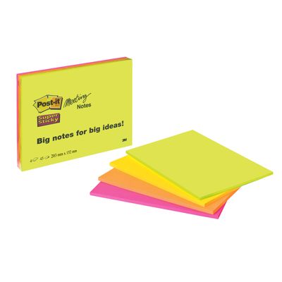 Post-it - 3 Blocs notes Super Sticky - grand format - Meeting notes 203 x 152 mm