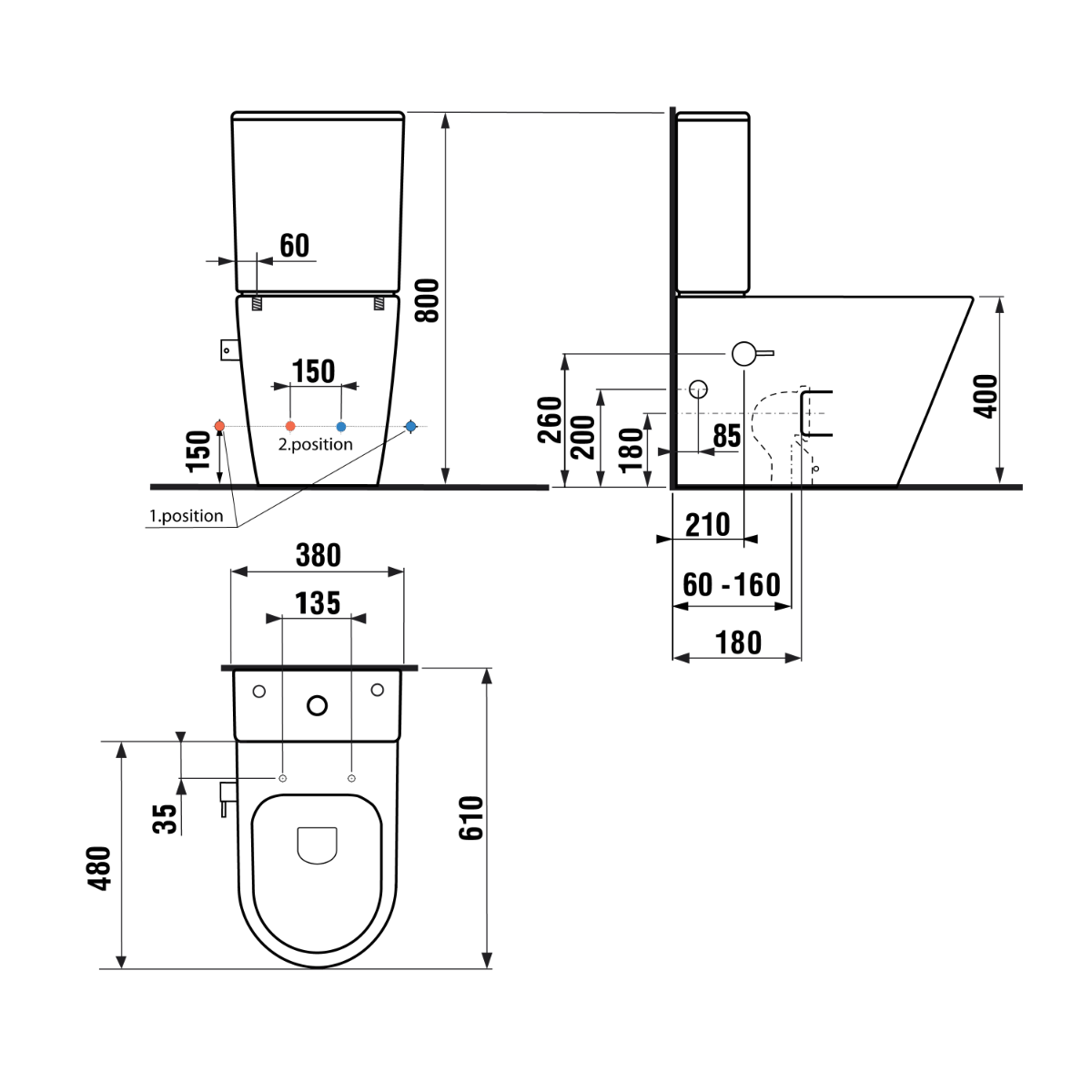 Sapho Paco randloos staand toilet met kraan en bidet spoeler 38x61x80cm wit