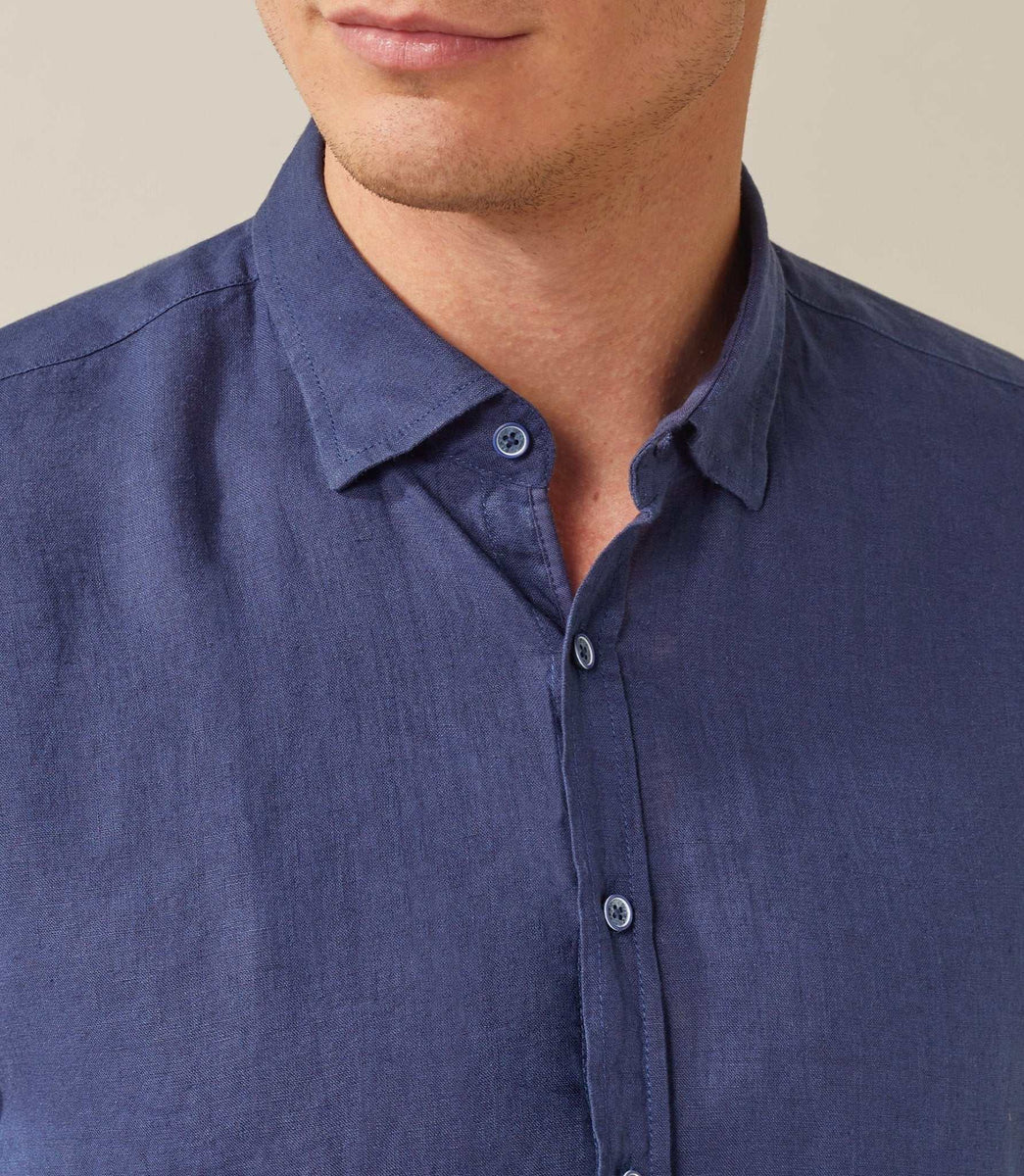 Chemise en lin casual marine 