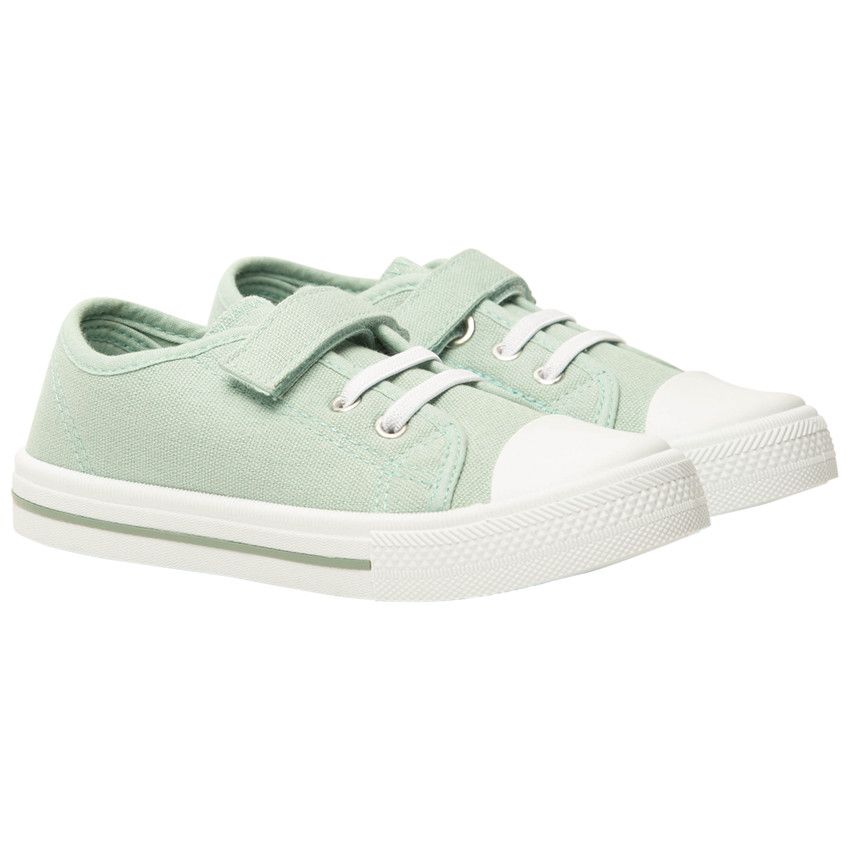 Baskets basses en toile avec lacets élastiques et velcro pour garçon - Vert