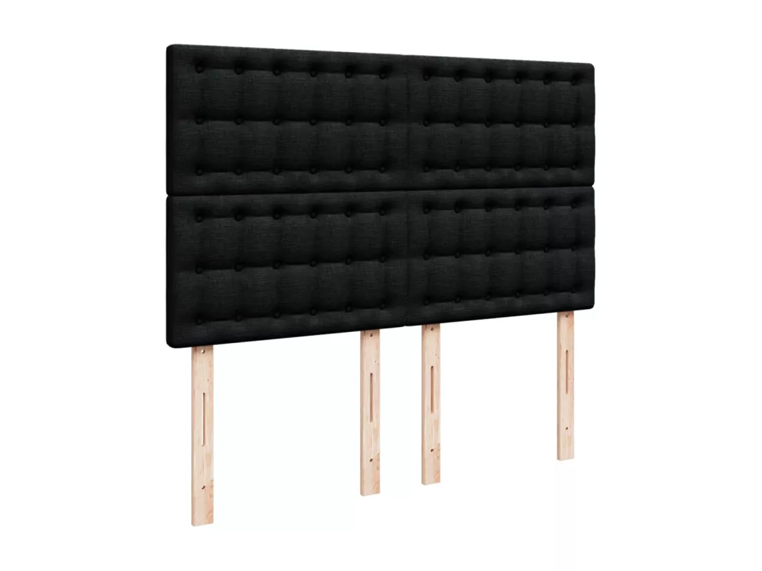 Sommier à lattes de lit avec matelas Noir 140x190 cm Tissu