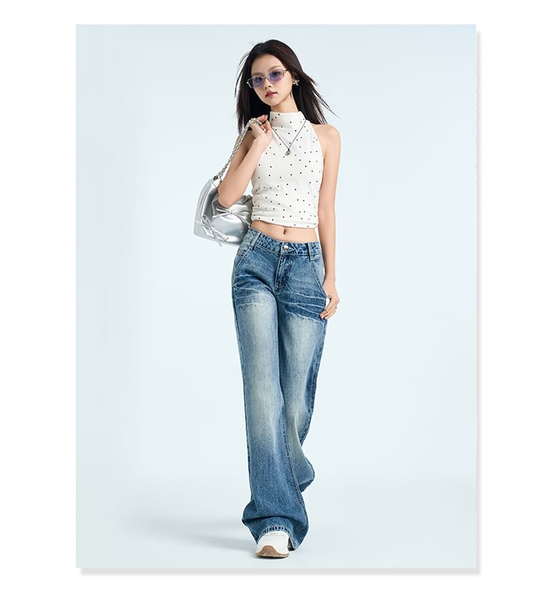 Girliepairs - High Waist Washed Flared Jeans