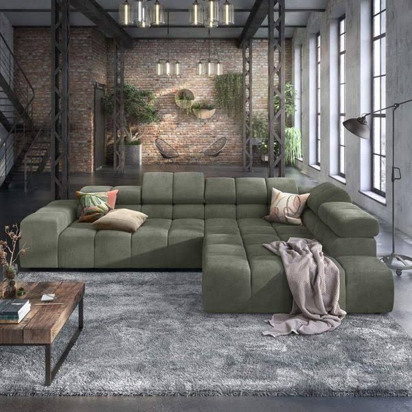 HOMELIV. Charlotta Ecksofa 319x215x82cm Mischgewebe 4-Sitzer Ottomane