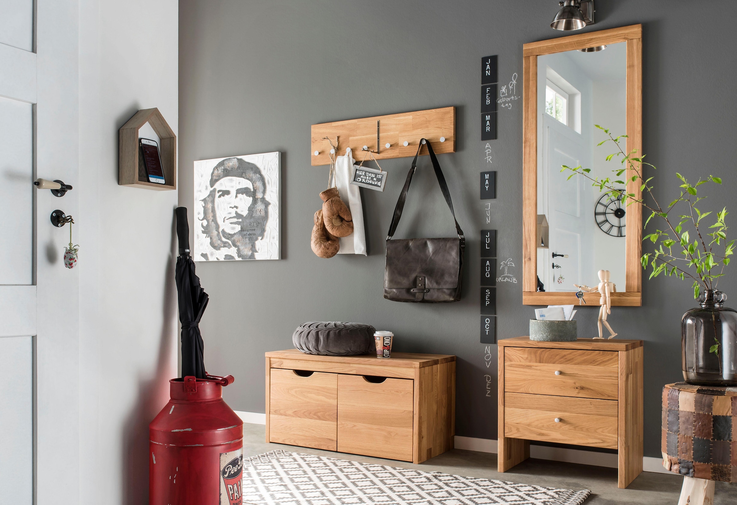 Home affaire Schuhbank »Dura Schuhbank incl. Schubladen funktionell und stabil« Massivholz, Skandinavisches Design, Robust, stabil, FSC zertifiziert