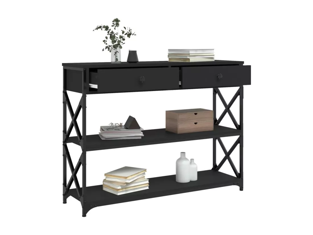 Table console noir 100x28x75 cm bois d'ingénierie