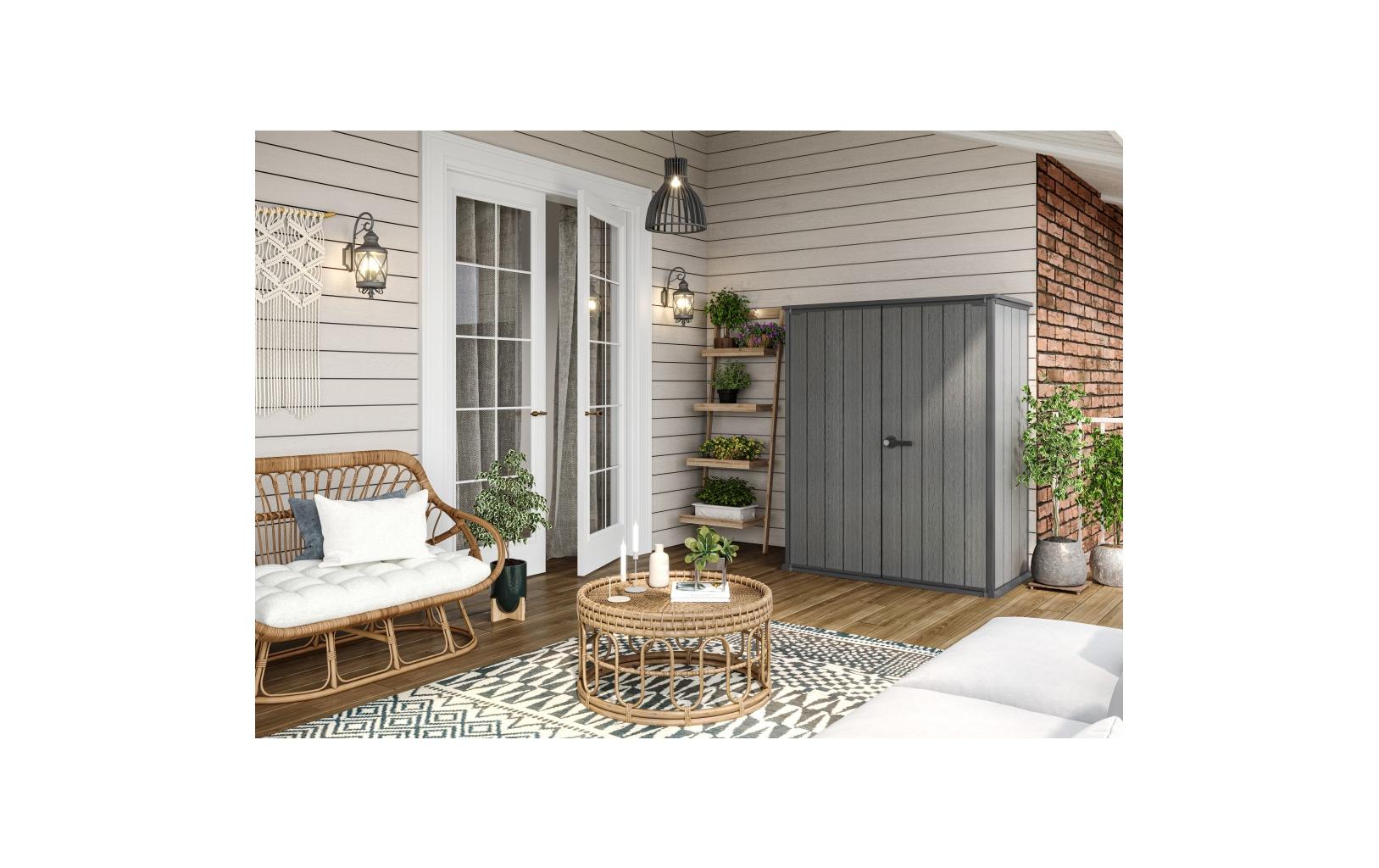 Gartenschrank Cortina Alto 140 x 73.6 x 170.4 cm, Grau<br>Lagerschuppen