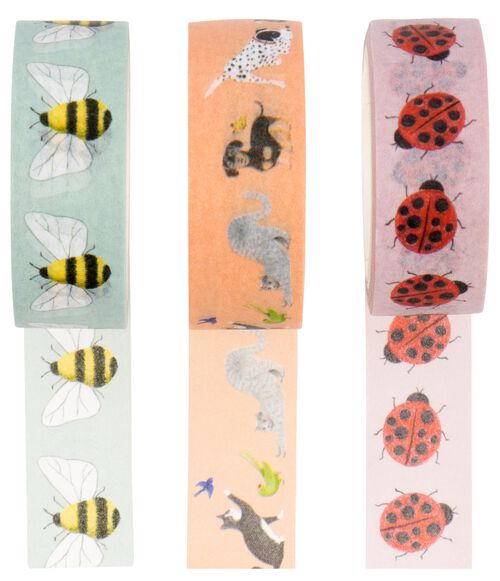 3 rouleaux de ruban adhésif washi insectes