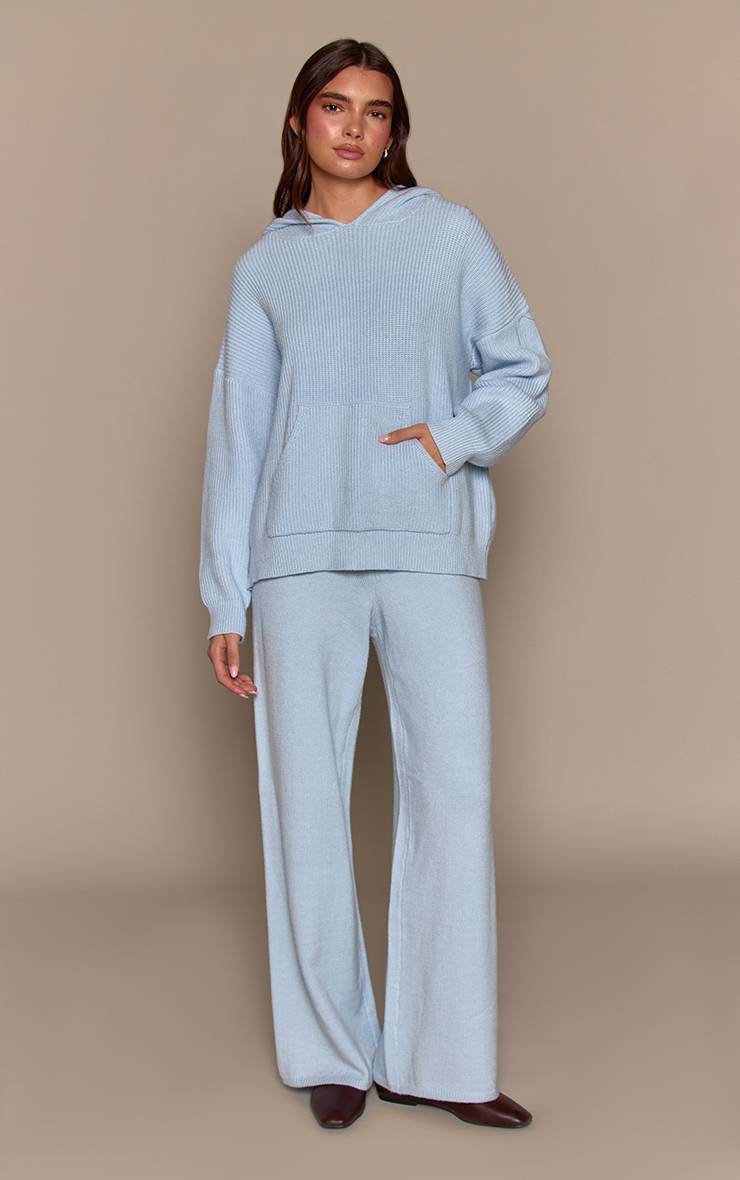Bleu Layette Pantalon Large Décontracté En Maille
