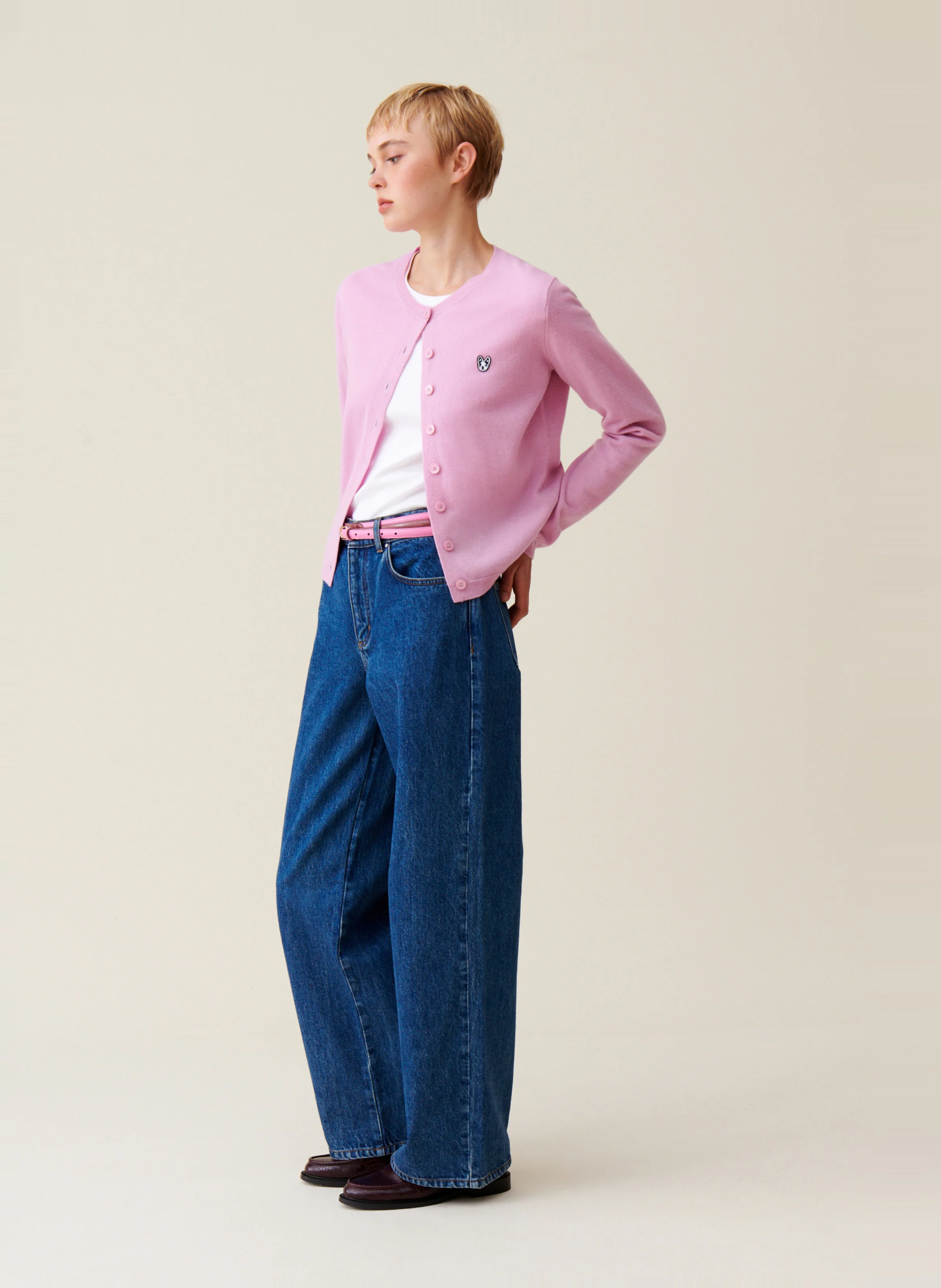 Cardigan en laine| Rose