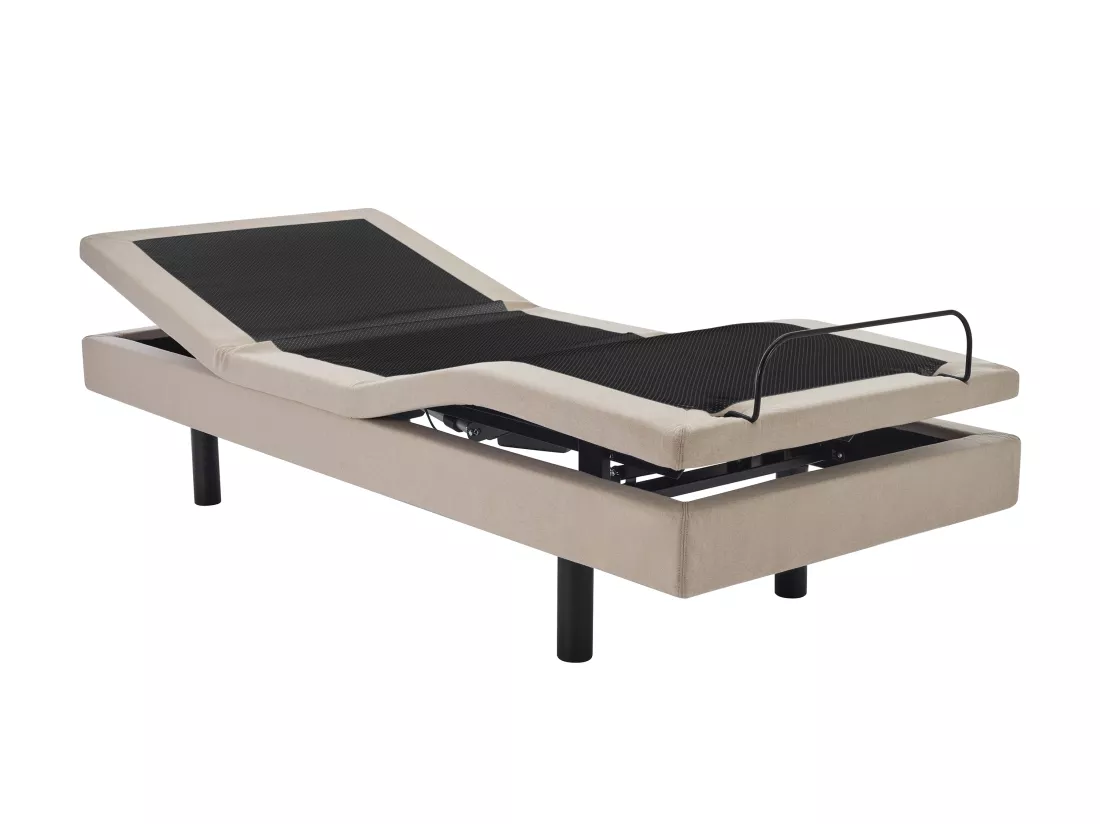 Lit électrique de relaxation déco + matelas 100% latex 3 zones - 90 x 200 cm - Tissu - Beige - PANISOLA de YSMÉE