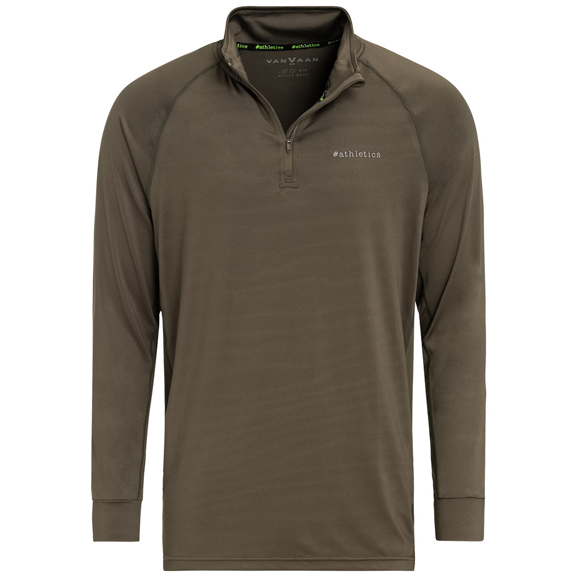 Herren Sport-Langarmshirt mit Zipper oliv