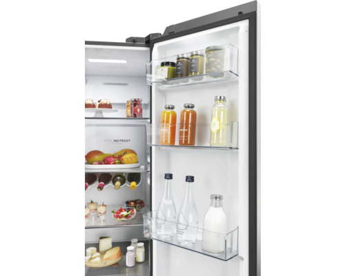 HAIER HSW59F18EIMM side-by-side koelkast, afmetingen (B x H x D): 90,5 x 177,5 x 72,6 cm, koelgedeelte: 391 l, vriesgedeelte: 210 l, roestvrij staal