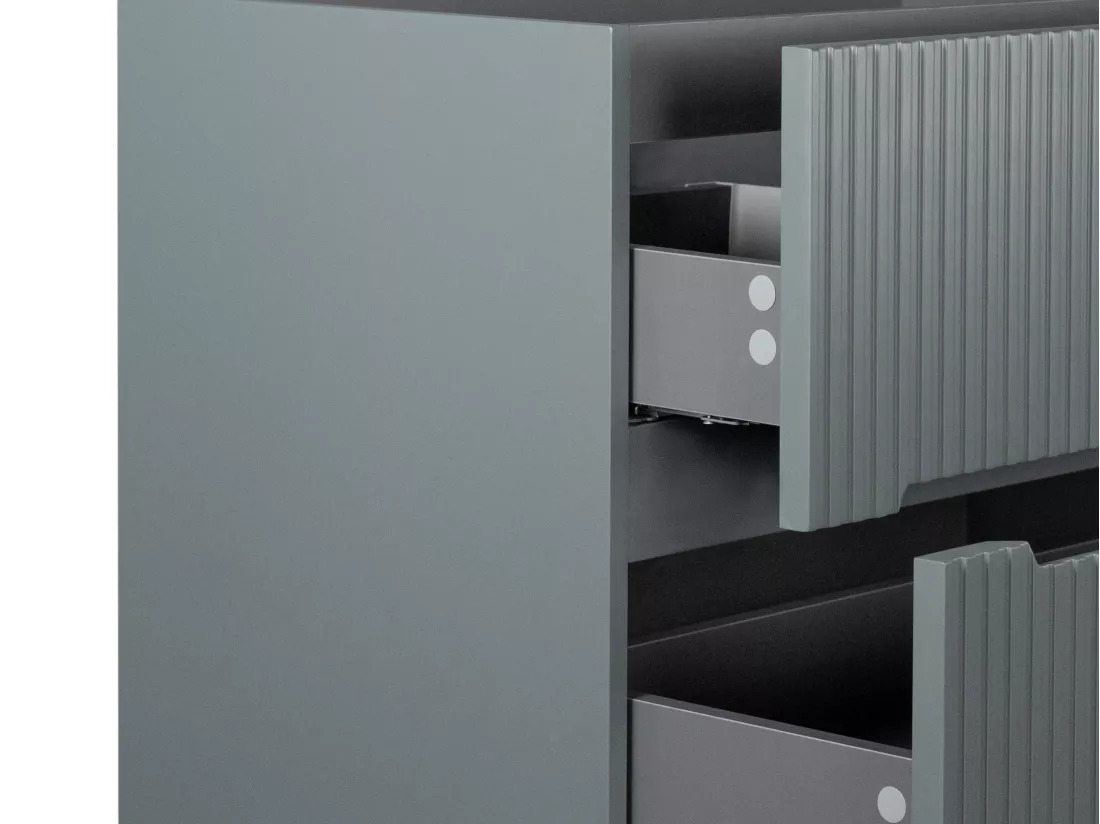 Meuble sous vasque suspendu strié gris - 80 cm - PAVANI