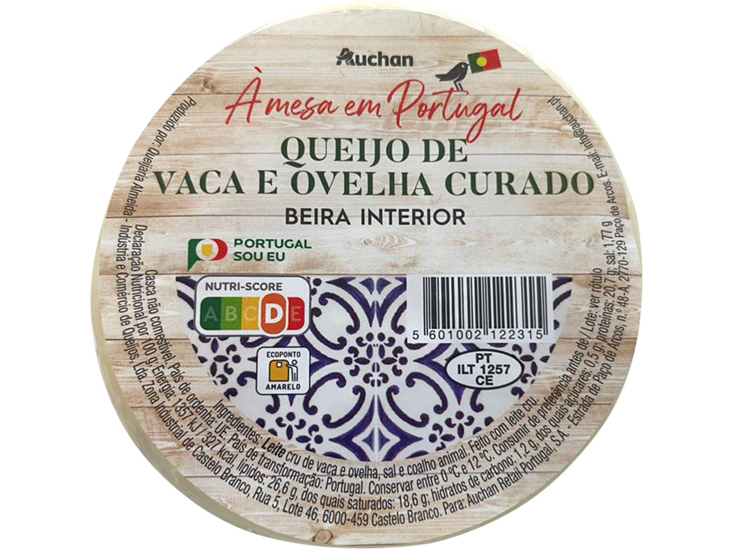 QUEIJO MISTURA AUCHAN À MESA EM PORTUGAL VACA E OVELHA CURADO UN