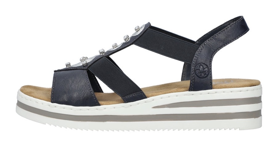 Rieker Riemchensandale  , Sommerschuh, Sandalette, Keilabsatz, mit gestreifter Sohle