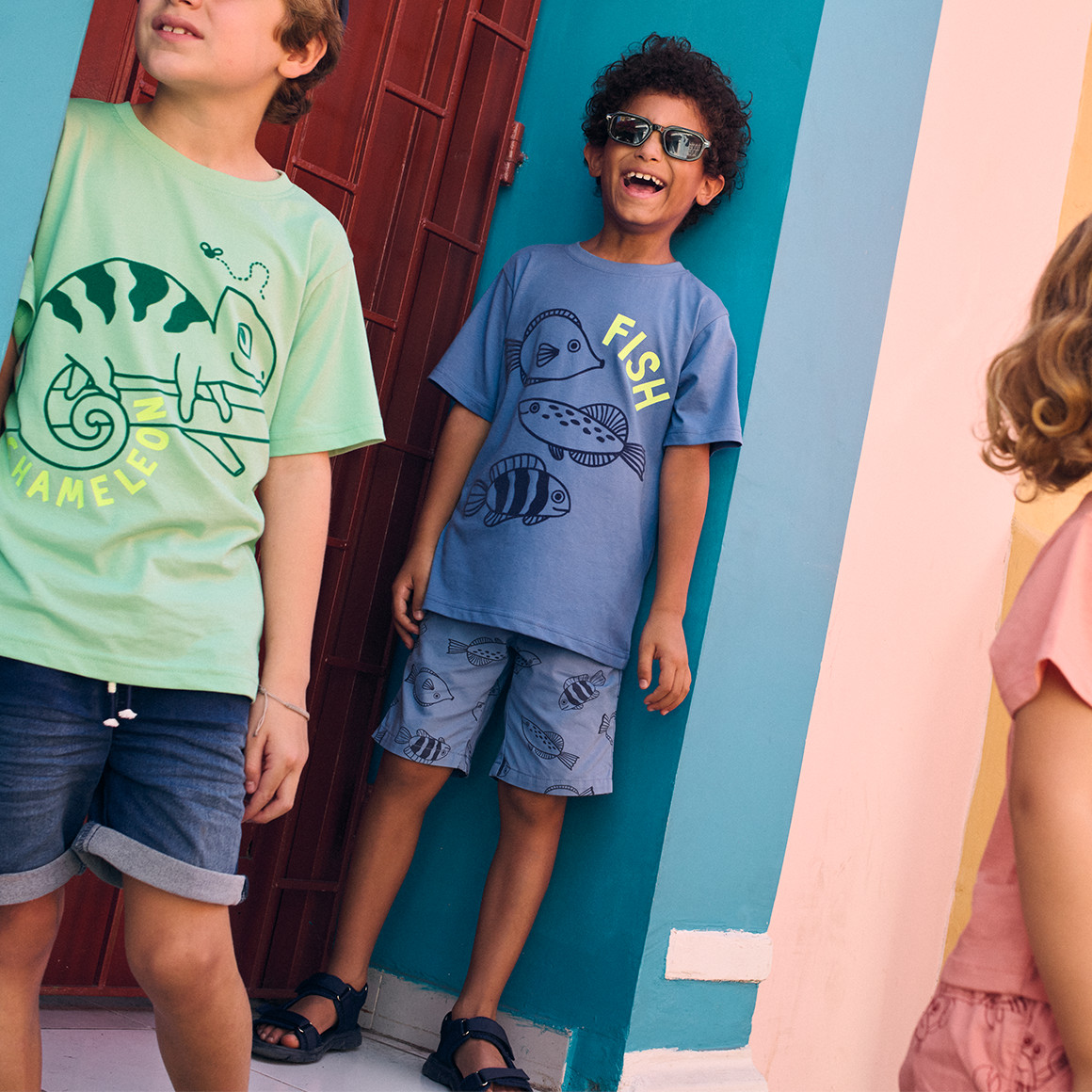 Topolino Jungen T-Shirt mit Fisch-Motiv blau