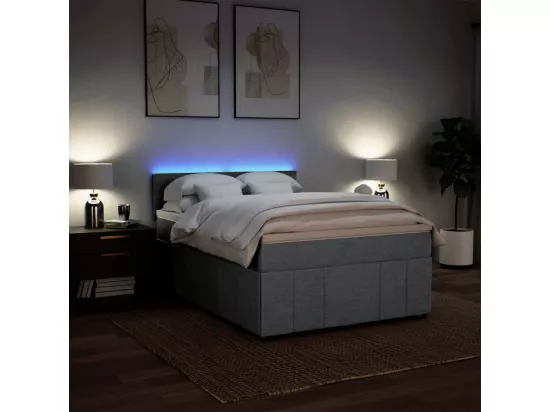 Sommier à lattes de lit avec matelas Gris clair 140x190cm Tissu