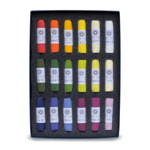UNISON COLOUR Soft-Pastellkreiden, 18er-Sets, ganze Kreiden