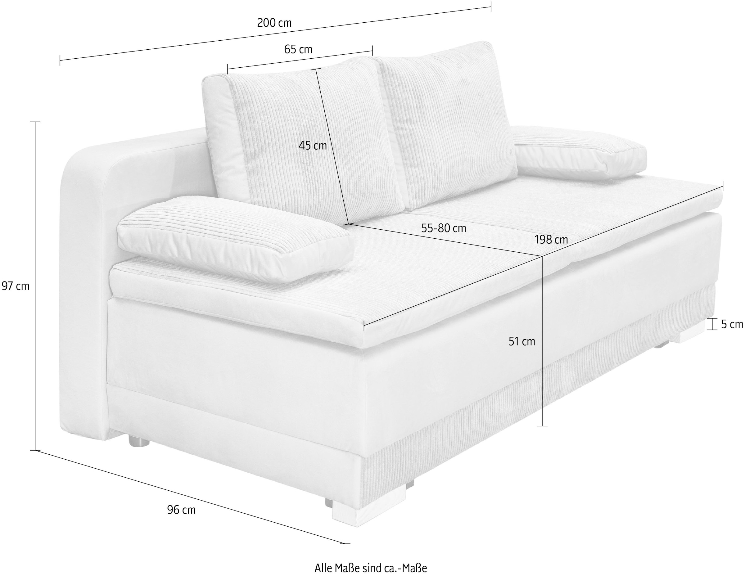 INOSIGN Schlafsofa »Ben« mit Boxspringaufbau, Bettfunktion & Bettkasten, Dauerschlafsofa