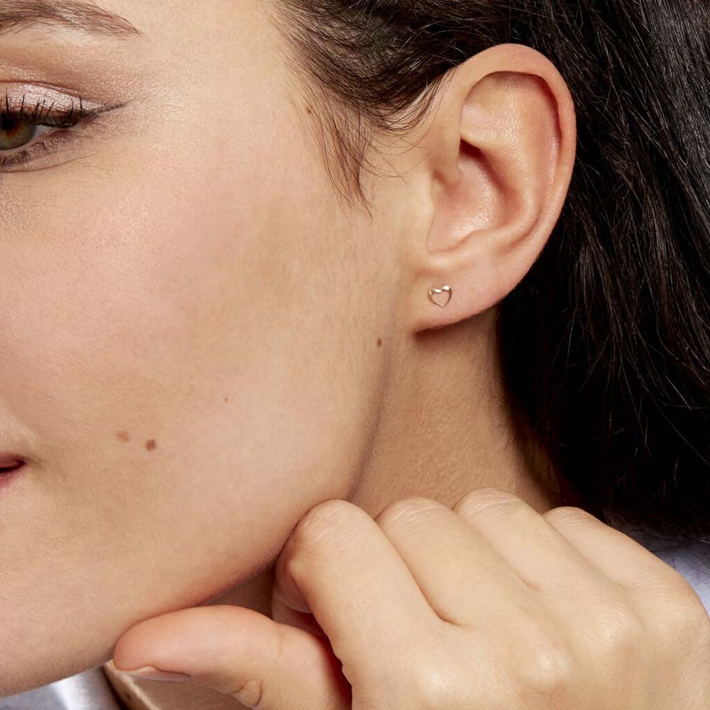 Boucles D'oreilles Puces Anne-maudae Coeurs Or Jaune