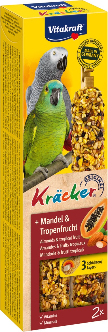Vitakraft vogelsnack Kräcker papegaai amandel en tropisch fruit 2 stuks