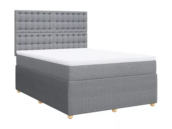 Sommier à lattes de lit avec matelas Gris clair 140x190cm Tissu