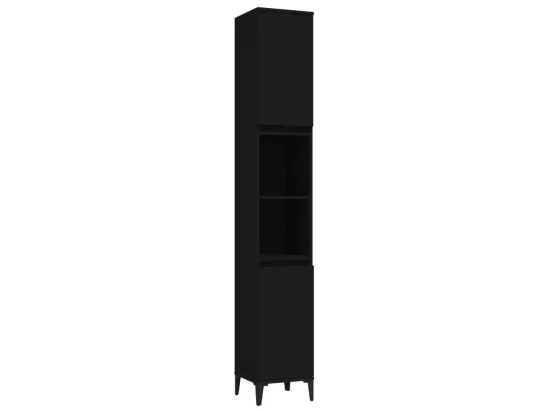 Armoire de salle de bain noir 30x30x190 cm bois d'ingénierie